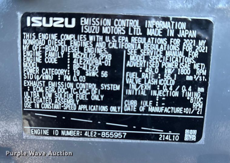 image for item EE0086 2021 Alliance North America Airman SDG45 generator