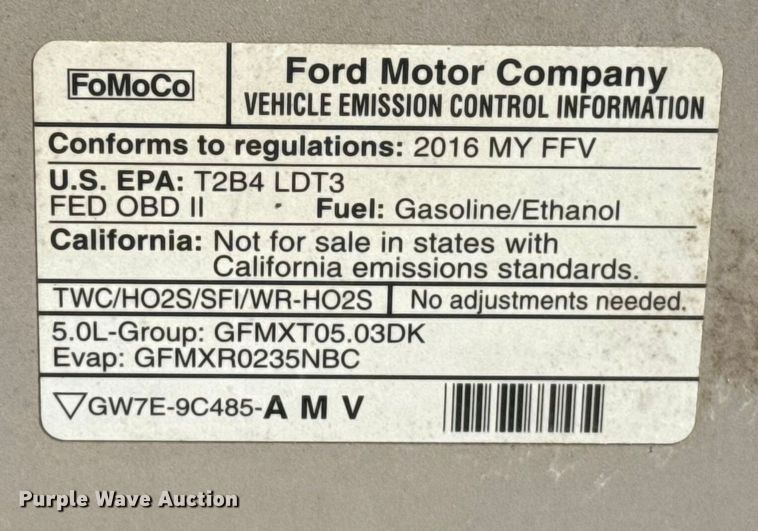 image for item EE3379 2016 Ford F150 SuperCrew pickup truck