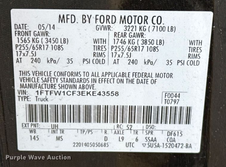 image for item EE3383 2014 Ford F150 SuperCrew pickup truck