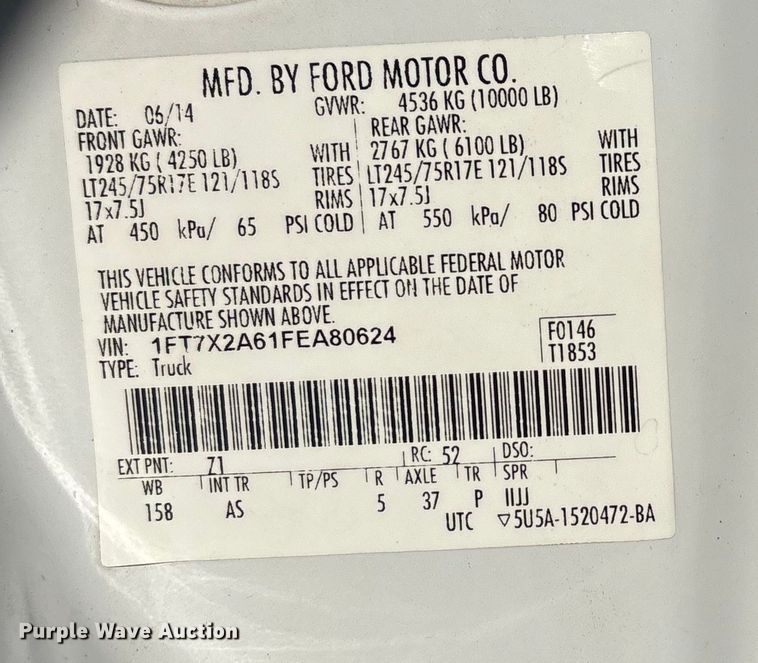 image for item EE4450 2015 Ford F250 Super Duty SuperCab pickup truck