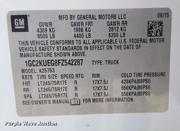 image for item EE4994 2015 Chevrolet Silverado 2500HD Double Cab pickup truck