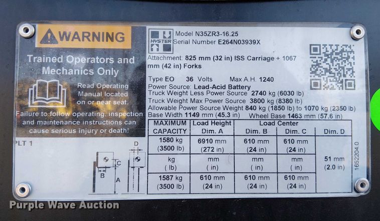 image for item EE5030 2023 Hyster N35ZR3 reach truck