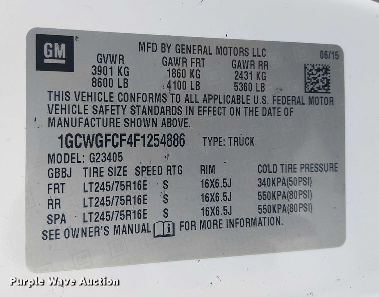 image for item EE5032 2015 Chevrolet Express van