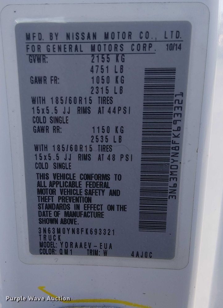 image for item EE5034 2015 Chevrolet City Express van