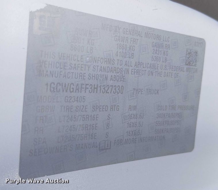 image for item EE5036 2017 Chevrolet Express van