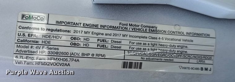 image for item EG1799 2017 Ford F550 Super Duty XL pickup truck cab and chassis