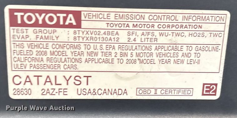 image for item EG8304 2008 Toyota Camry 