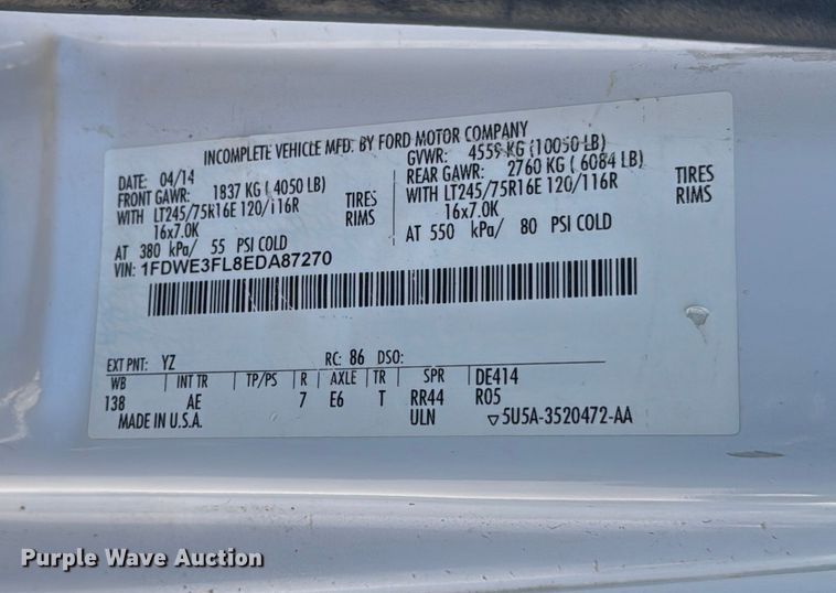 image for item EM2477 2014 Ford E350 Super Duty utility van