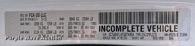 image for item EM6196 2015 RAM 5500 Crew Cab flatbed truck