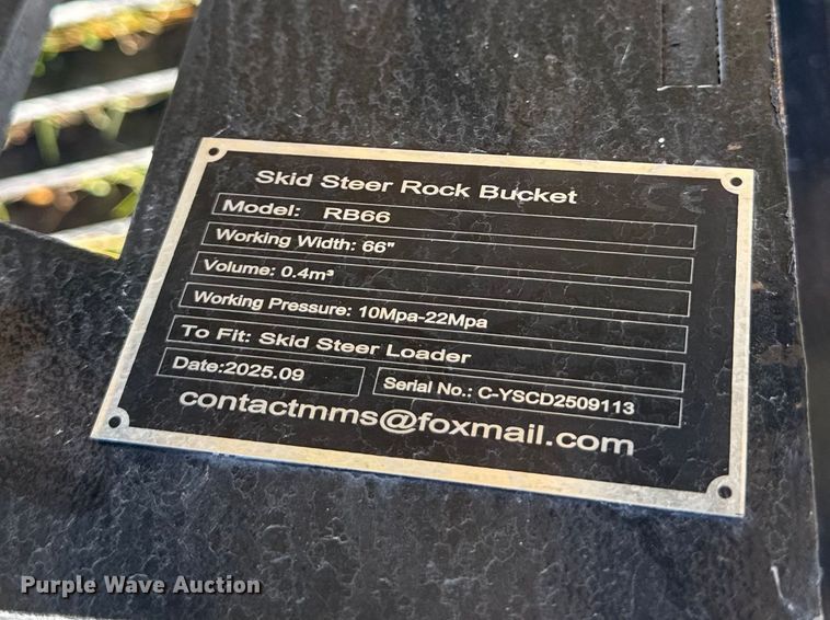 image for item EN0056 2025 Future RB66 skid steer rock bucket