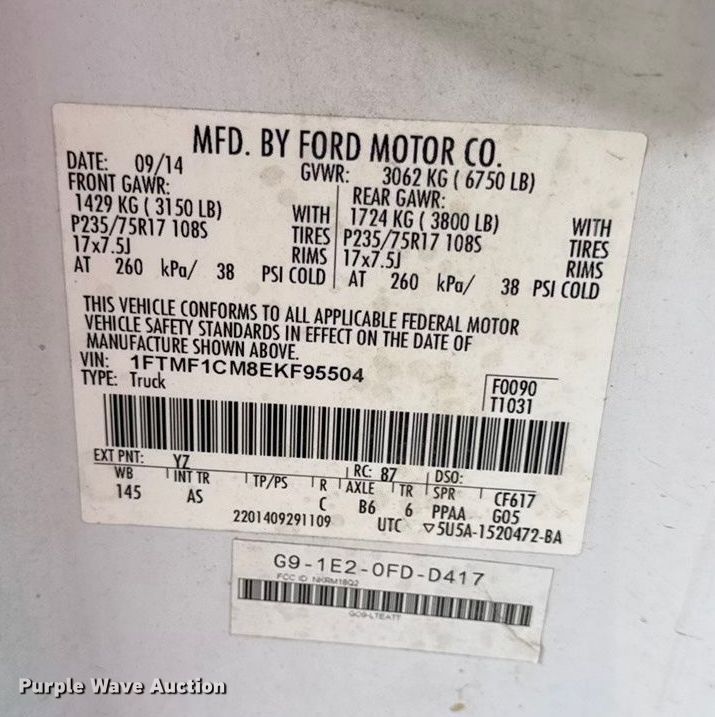 image for item EN0106 2014 Ford F150 pickup truck