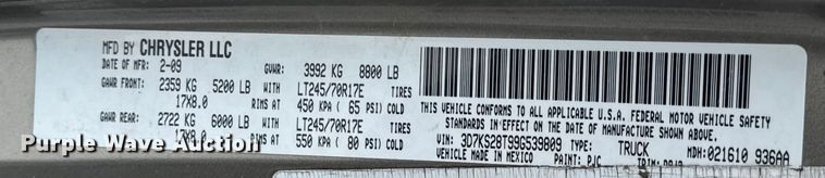 image for item EN0764 2009 Dodge Ram 2500 Quad Cab bale bed pickup truck