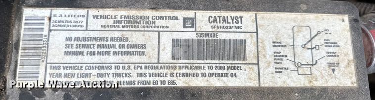 image for item EN0765 2003 Chevrolet Silverado 1500 pickup truck