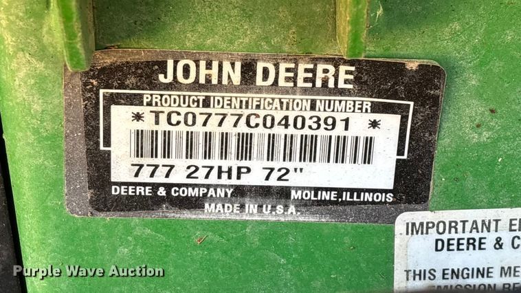 image for item EN5866 2006 John Deere 777 ZTrak ZTR lawn mower
