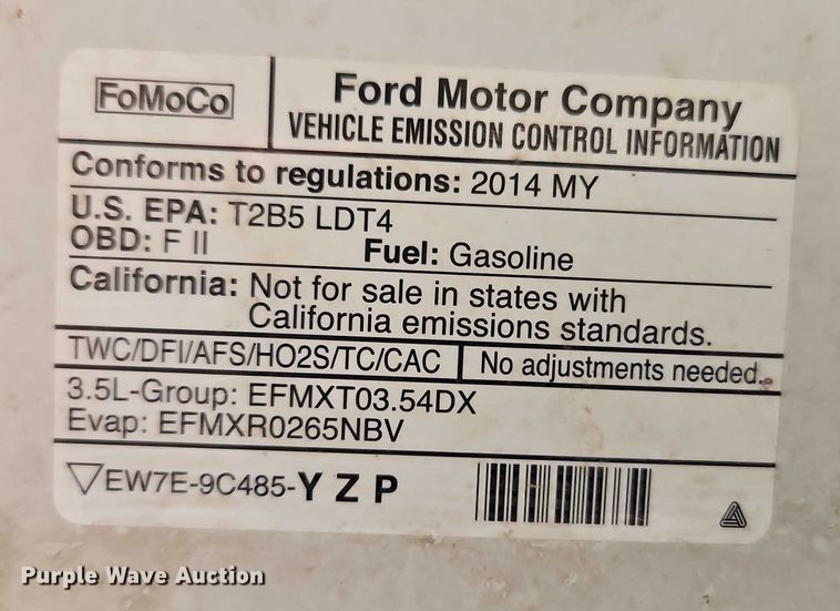 image for item EO4888 2014 Ford F150 SuperCrew pickup truck