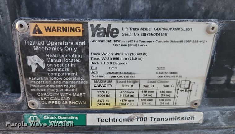 image for item EO4901 Yale GDP060VX forklift