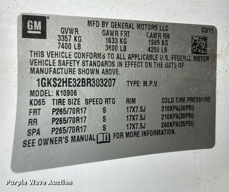 image for item EP2590 2011 GMC Yukon SUV