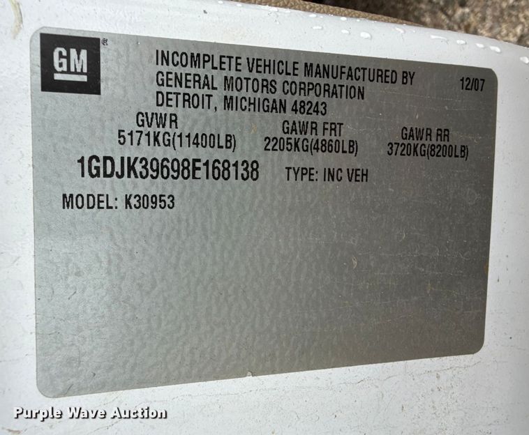 image for item EP2595 2008 GMC 3500HD Ext. Cab utility bed pickup truck