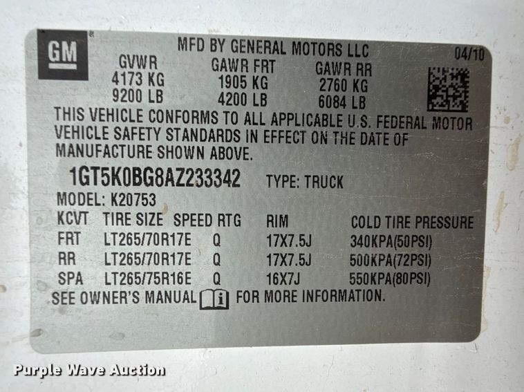 image for item EP2604 2010 GMC Sierra 2500HD Ext. Cab pickup truck