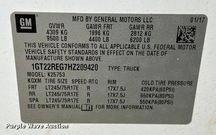 image for item EP2605 2017 GMC Sierra 2500HD Double Cab utility bed pickup truck