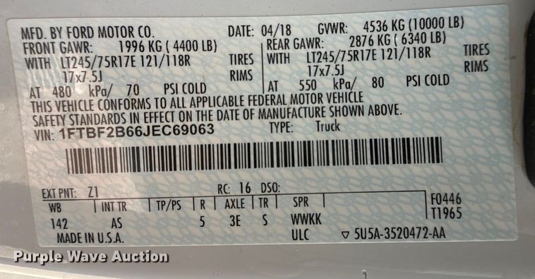 image for item EP2715 2018 Ford F250 Super Duty pickup truck