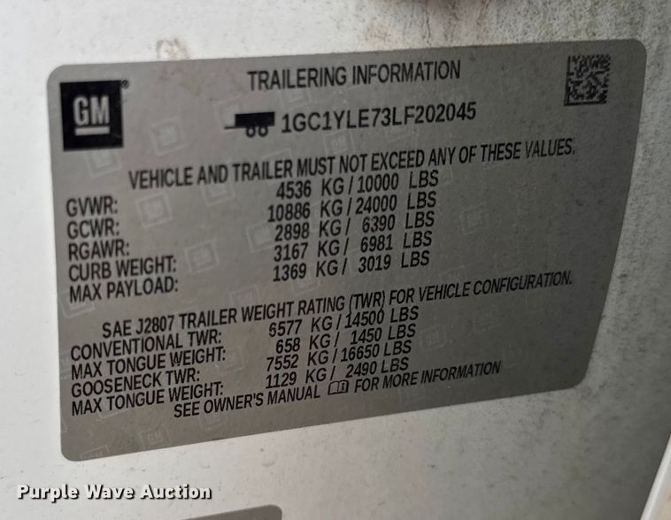 image for item ER0292 2020 Chevrolet Silverado 2500HD Crew Cab pickup truck