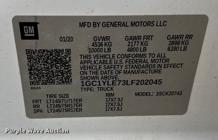 image for item ER0292 2020 Chevrolet Silverado 2500HD Crew Cab pickup truck