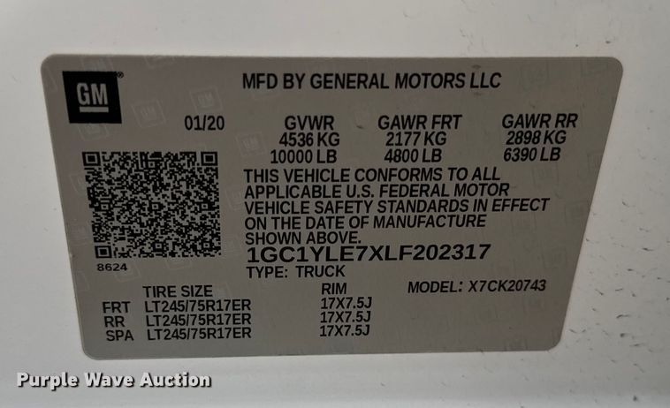 image for item ER0293 2020 Chevrolet Silverado 2500HD Crew Cab pickup truck