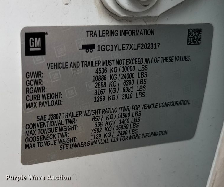 image for item ER0293 2020 Chevrolet Silverado 2500HD Crew Cab pickup truck