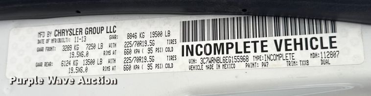 image for item ER0294 2014 RAM 5500 flatbed truck