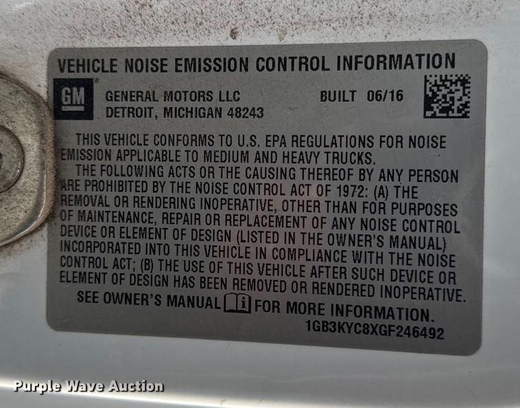 image for item ER0299 2016 Chevrolet Silverado 3500HD flatbed pickup truck