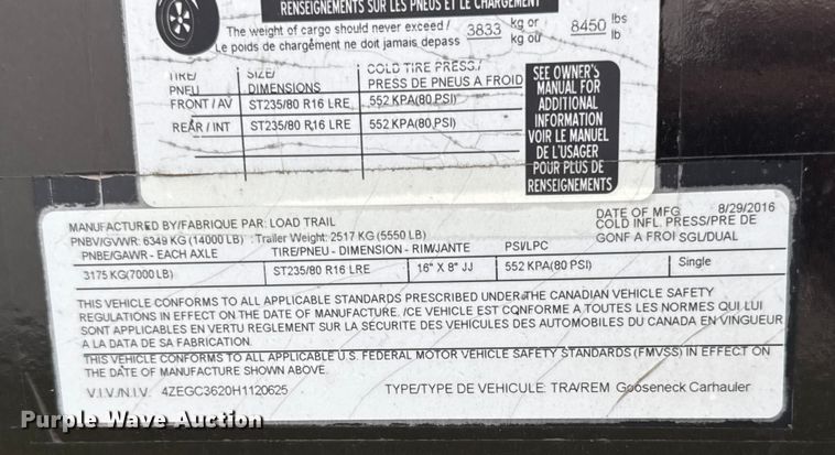 image for item ER0303 2017 Load trail equipment trailer