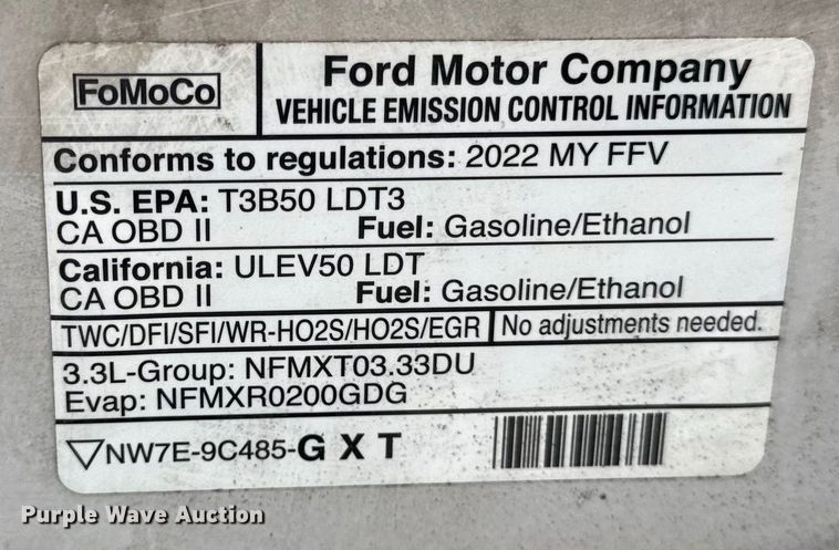 image for item ER0344 2022 Ford F150 SuperCab pickup truck