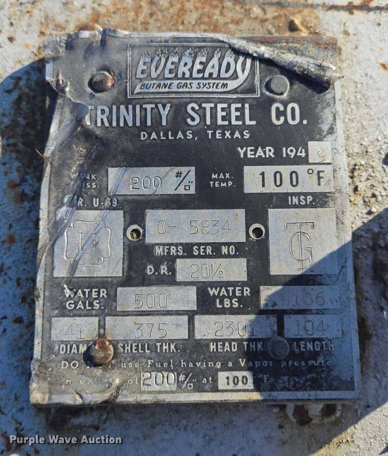 image for item ES2571 Trinity Steel Co propane tank