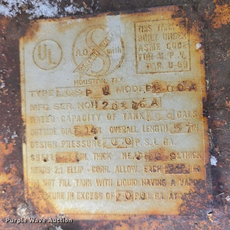 image for item ES2576 A.O. Smith propane tank