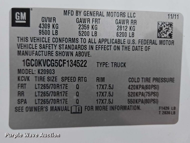 image for item ES2584 2012 Chevrolet Silverado 2500HD pickup truck