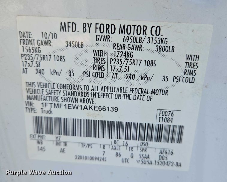 image for item ES2589 2010 Ford F150 pickup truck