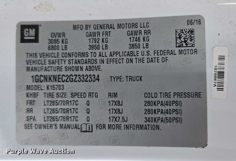 image for item ES2591 2016 Chevrolet Silverado 1500 pickup truck