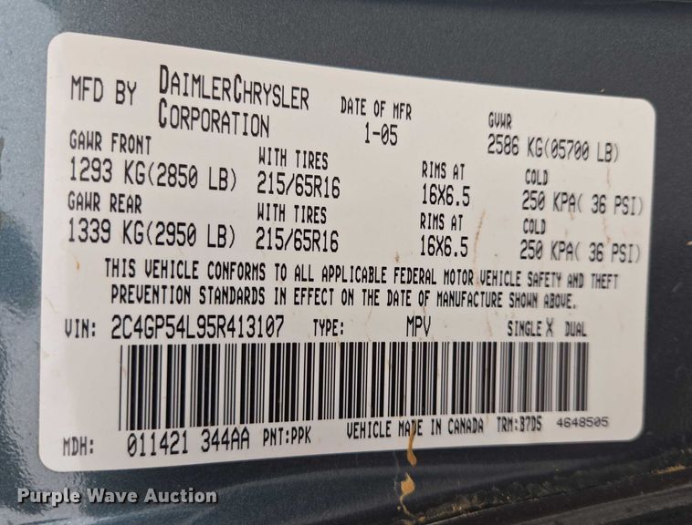 image for item ES2629 2005 Chrysler Town And Country 