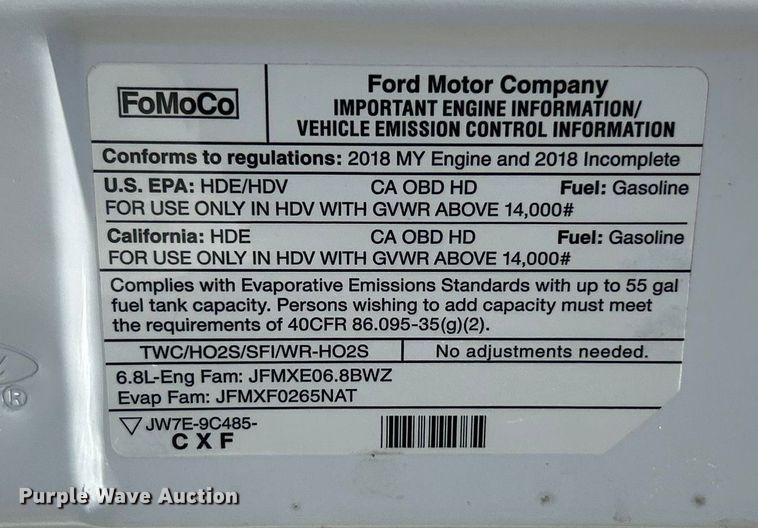 image for item ET3387 2018 Ford E450 Super Duty refrigerated delivery truck