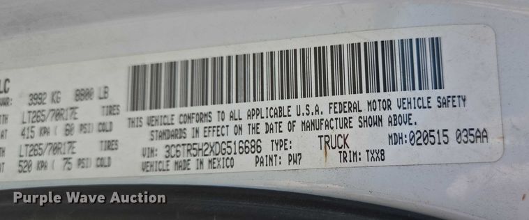 image for item ET5285 2013 RAM 2500 Crew Cab pickup truck