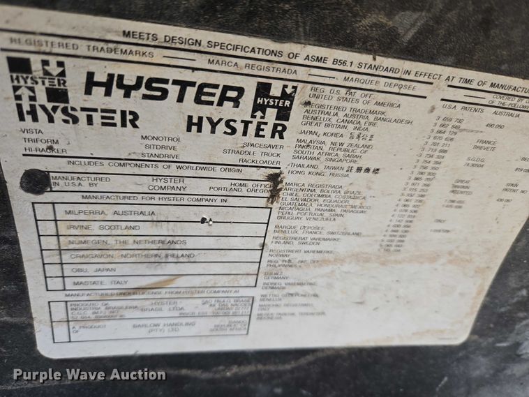 image for item ET5295 Hyster H90XMS forklift