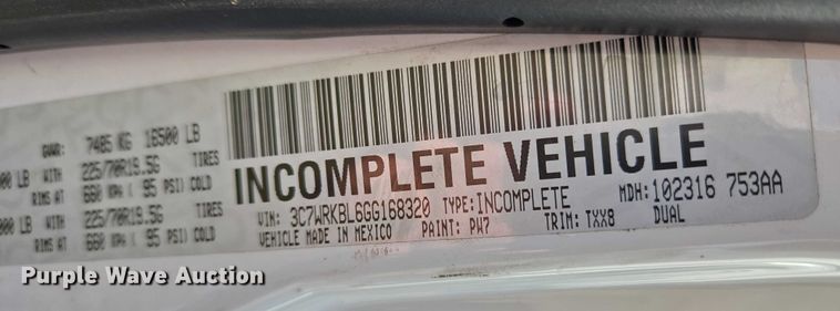 image for item ET5328 2016 RAM 4500HD ambulance