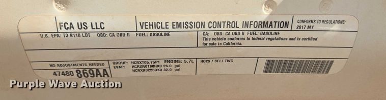 image for item ET5347 2017 RAM 1500 Crew Cab pickup truck