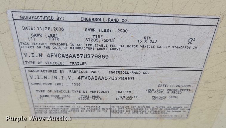 image for item ET5396 (2) Ingersoll Rand 185 air compressors