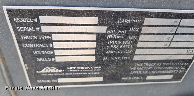 image for item ET5401 Linde H18CT-03 forklift