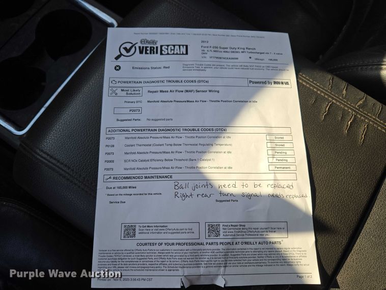 image for item ET5416 2012 Ford F250 Super Duty Crew Cab pickup truck