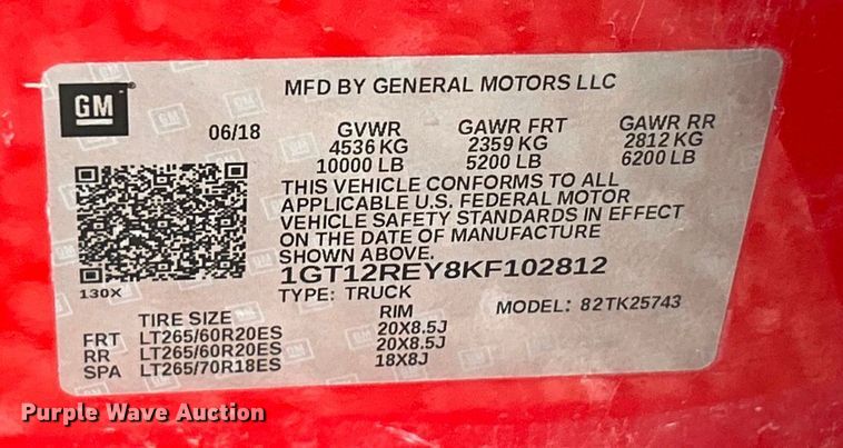 image for item ET6709 2019 GMC Sierra 2500HD SLT Crew Cab pickup truck