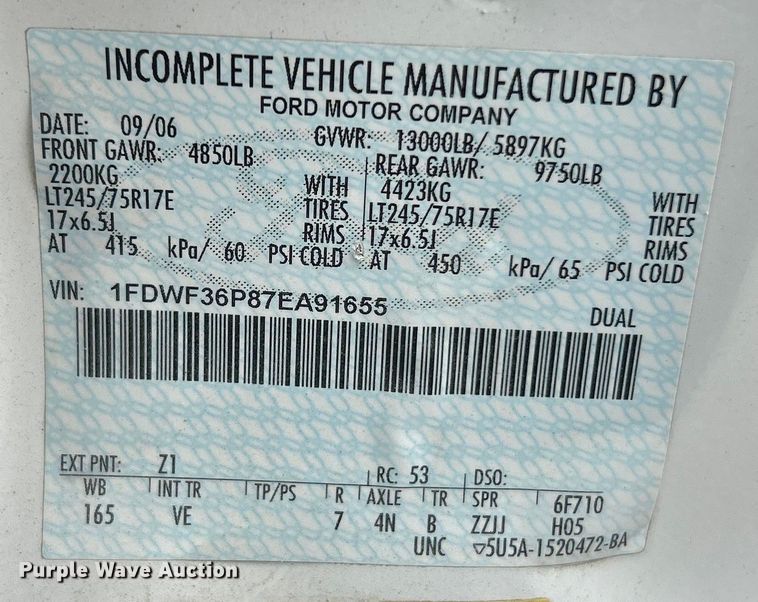 image for item ET6731 2007 Ford F350 XL Super Duty dump bed pickup truck