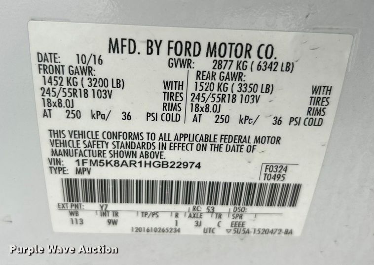 image for item ET6740 2017 Ford Explorer Police Interceptor SUV